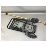 Vintage Style Brass&wooden Cane & Dolley Cart