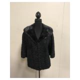 Vintage Persian Lamb Fur Jacket W Green Lining &