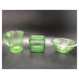 Vintage Uranium Glass Lidded Dish & More!