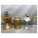 Vintage Amber Glass Oil Lamp & More