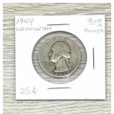 1944 Washington 90% Silver Quarter