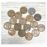 Lot of (17) Wheat Pennies