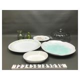 Vtg Glass Cake Dome Top, Platters & More