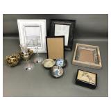 Vintage Jewelry Box, Crystal Candlestick Holders &