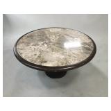 Brutalist Style Real Marble Top Pedestal Table