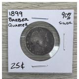 1899 Barber Quarter 90% Silver Coin