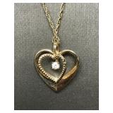 14 Karat Gold Tested Heart Pendant Necklace