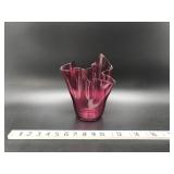 Vtg Pilgrim? Cranberry Handkerchief Vase