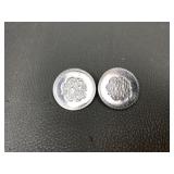 Vtg Karu Monogrammed Silver Tone Clip On Earrings