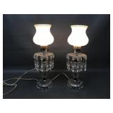 Vintage Frosted Glass Boudoir Lamps