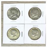 Lot of (4) Kennedy Half Dollars 40% Silver Coin
