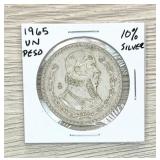 1965 Un Peso 10% Silver Coin