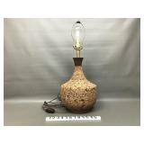 Vtg Mid-century Modern Cork&wood Table Lamp