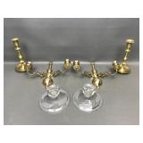 Vtg Brass Wall Sconces, Glass Candleholders & More