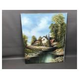 Vintage Countryside Cottage Signed Galan Painting