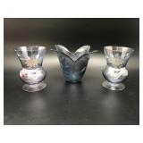Hand Blown Glass Tulip & Painted Crystal Vases
