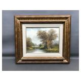 Vintage Mcm Framed Landscape Oil Painting