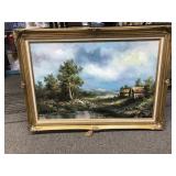 Vintage Gilt Framed Landscape Oil Painting