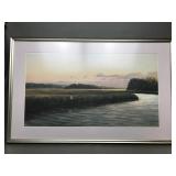 Matted Framed Seagull Landscape Print Signed