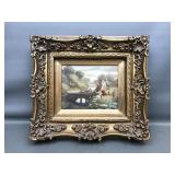 Baroque Style Gilt Framed Vintage Oil Painting