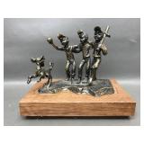 Vtg 1970 Bronze Sculpture Baseball Boys Signed