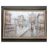 Vtg Signed Parisian Street Scene Painting