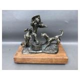 Dan Levin Fiddle Player W Dogs Bronze Signed