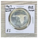 1967 Canadian Dollar 80% Silver Coin