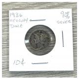 1936 Mercury Dime 90% Silver Coin