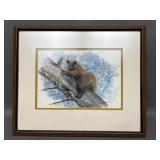 Framed Signed Campbell Oil Pastel Bear Art