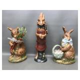 Vintage Wooden Easter Bunny Figurines
