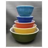 Vtg Pyrex Glass Mixing Bowls Nesting Set 1940s