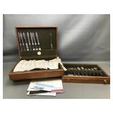 Vtg Nobility Plated & Sears Flatware In Wooden Box