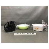 Vtg Pyrex Lime Green Casserole Dish & More
