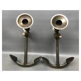Vtg Anchor Shaped Candle Holders