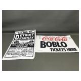 Cocacola Boblo & Detroit Dragway Heavy Paper Signs