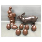 Ceramic Chocolate Bunnies & Egg Figurines