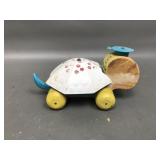 Vintage Fisher-price Tiny Tim Turtle Pull Toy 50s