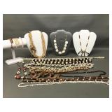 Vtg Wood, Shell, Carved Bone & More Boho Jewelry