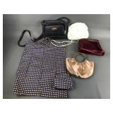 Vtg Avon Light Bronze Satin Handbag & More