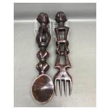 Hand-carved African Wooden Wall Accents Spoon/fork