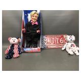 Vtg Hilary Clinton Doll, Mi License Plate & Beanie