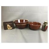 Vtg Brown Stoneware Mixing Bowl & More!