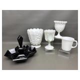 Vtg Black Glass Candy Dish & Vtg Westmoreland