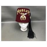 Moslem Shriners Chapter Red Velour Fez Embroidered