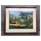 Vintage Style Landscape Painting Signed Gary Adams