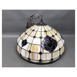 Vtg Stained Glass Chandelier Lamp