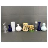 Vtg Ceramic & Glass Bud Vases