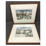Framed Lithograph Winter Scenes, Signed By Arist