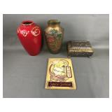 Vtg Footed Metal Candy Tin+ Vtg Chinese Cookbook